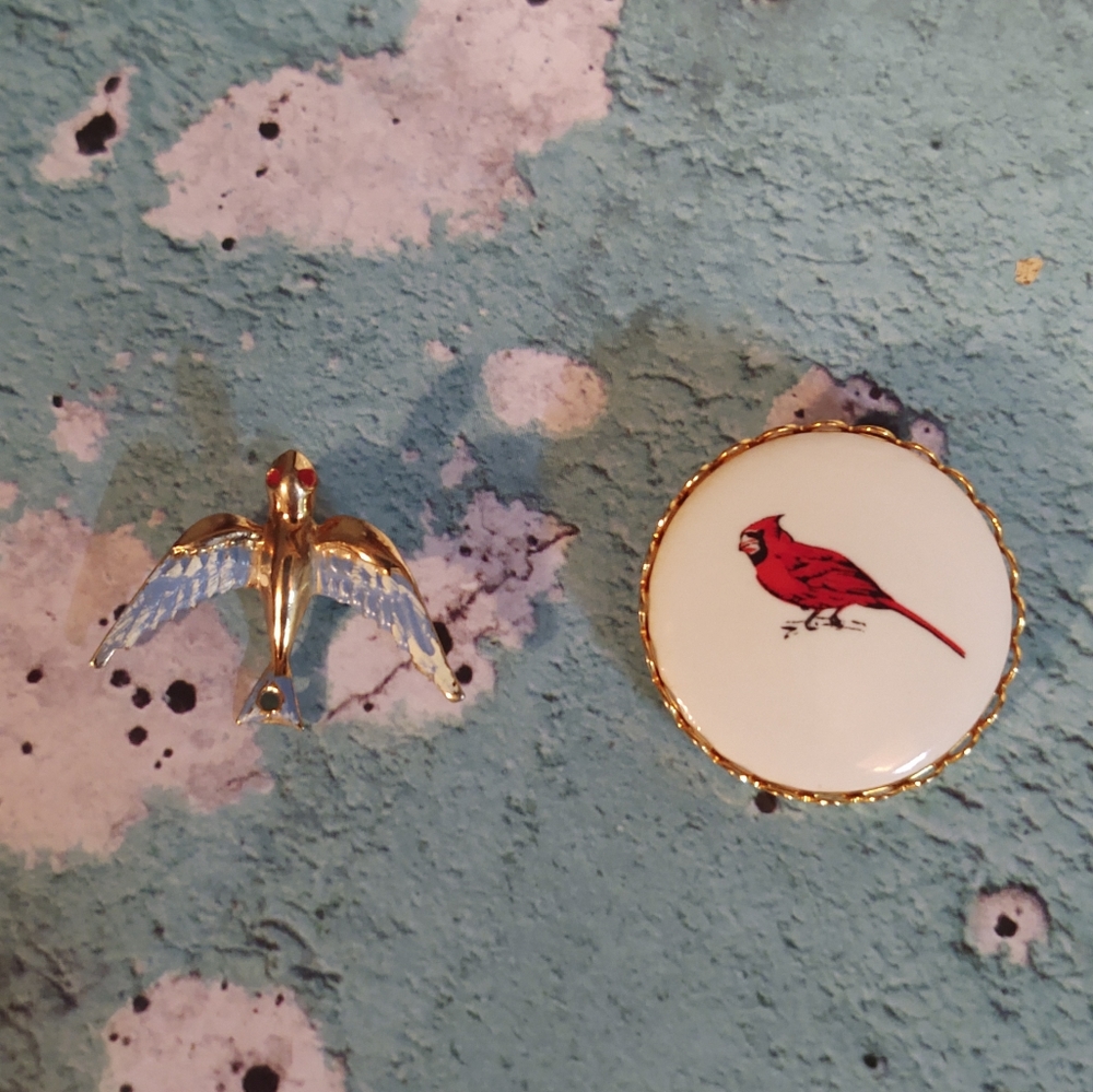 2 Vintage Bird Brooch Pins